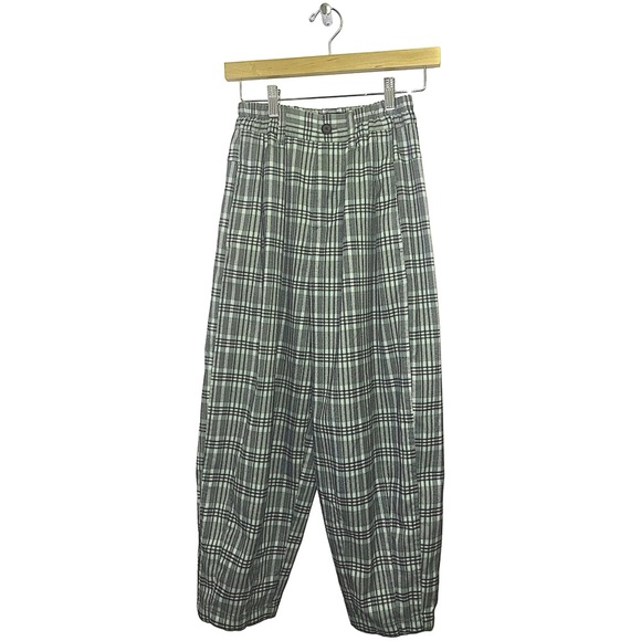 🍯 H&M Plaid Pleated Trouser Pants • Mint Green - Picture 1 of 6